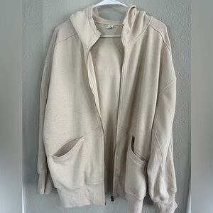 Cream Oversized Waffle Hoodie FP lookalike Jacket L